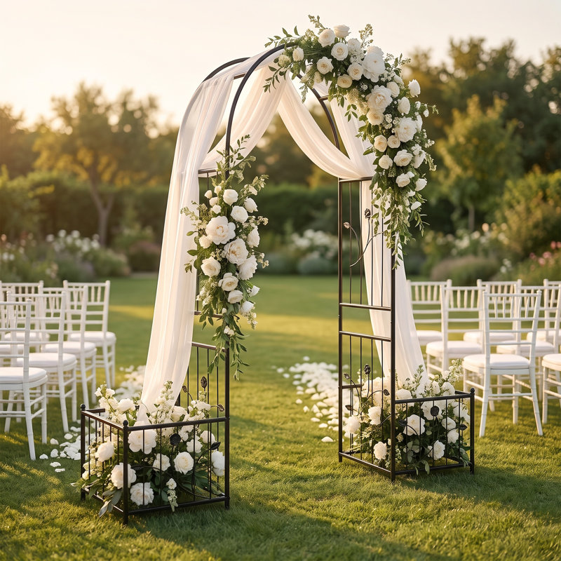 Arche de jardin en métal avec jardinières, treillis pour plantes grimpantes, pour jardin, cérémonie de mariage, noir
