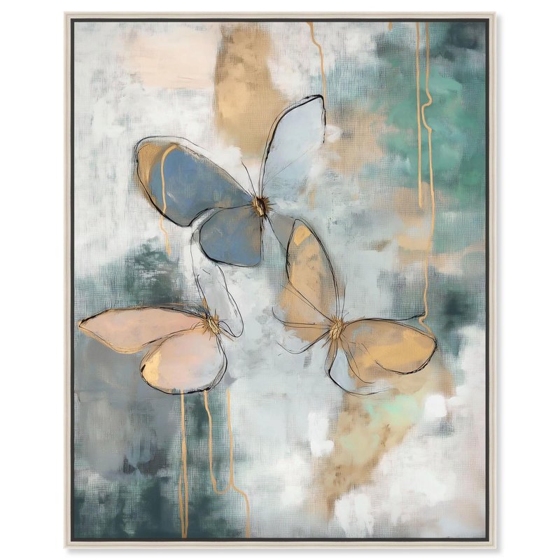 «Butterflies Dream II Canvas Moody Abstracts» par Art Remedy, H 21 po x l 17 po, Encadrement argenté