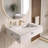 Pyramid 24" Wall-Mounted Modern Bathroom Sink with Ramp Basin - White, With Faucet Hole-67184107-62540268