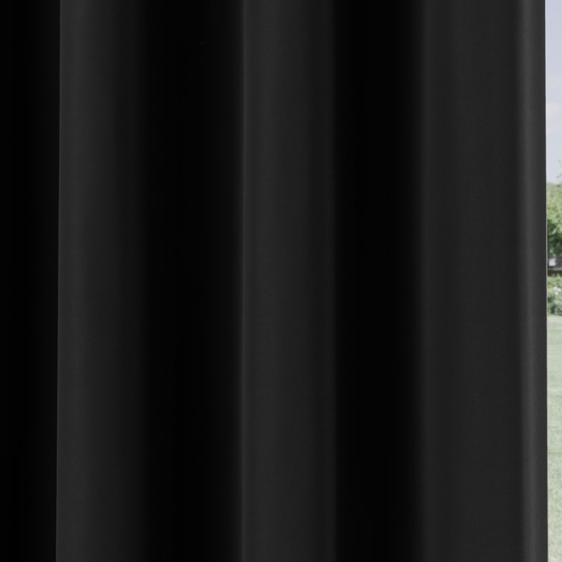 Stefany Blackout Eyelet Door Curtain Panel, Black