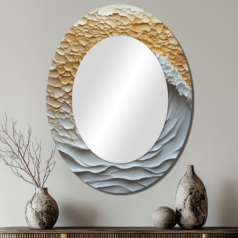 Miroir mural ovale beige et blanc, 40 po x 30 po