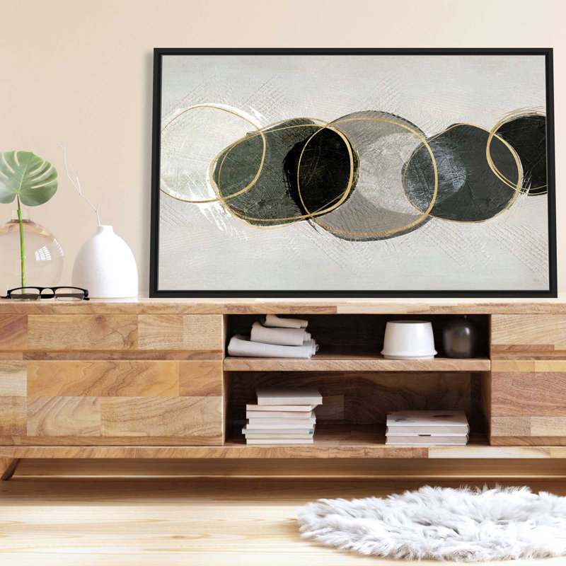 River Rock par Susan Jill - Peinture, L 33,5 po x H 21,5 po, Cadre noir