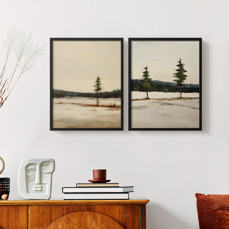 «Vintage Landscape XXXIX», 2 pièces, Noir, H 11 po x l 22 po