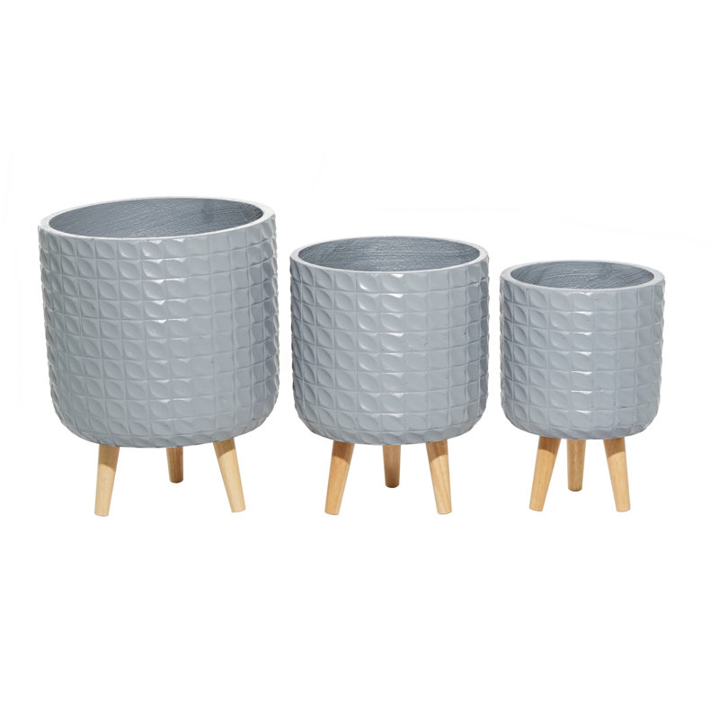 Wood Contemporary Planter, Gray