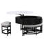 Modern Round Lift - Top Coffee Table With Storage And Three Matching Ottomans, 3 Legs Base, Space Saving Design White & Natural Seating, Metal Construction For Strength-1273423573