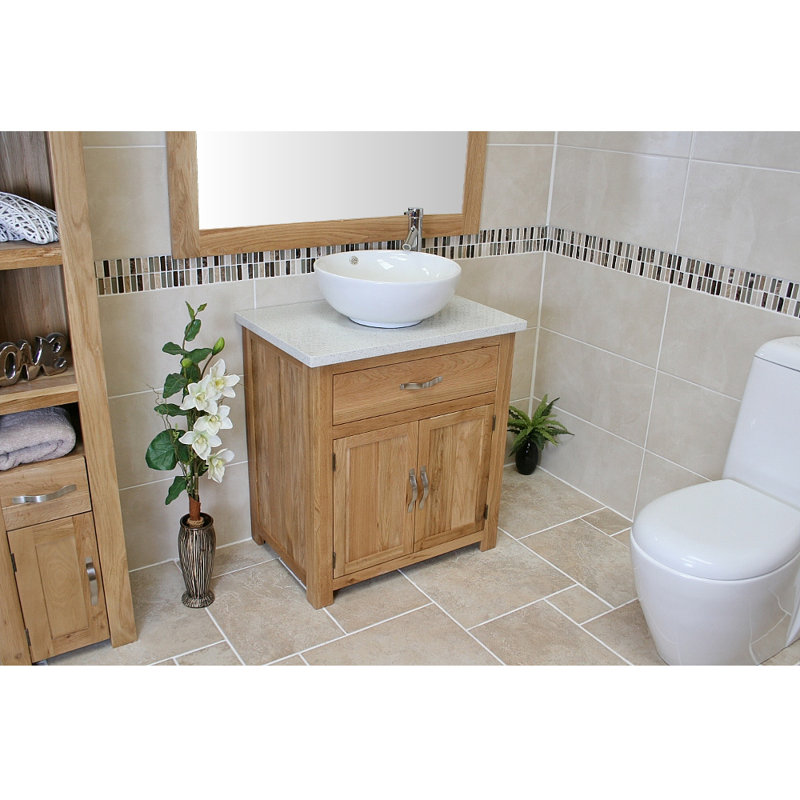 Lia 750mm Single Bathroom Vanity with Vessel Ceramic Basin, White