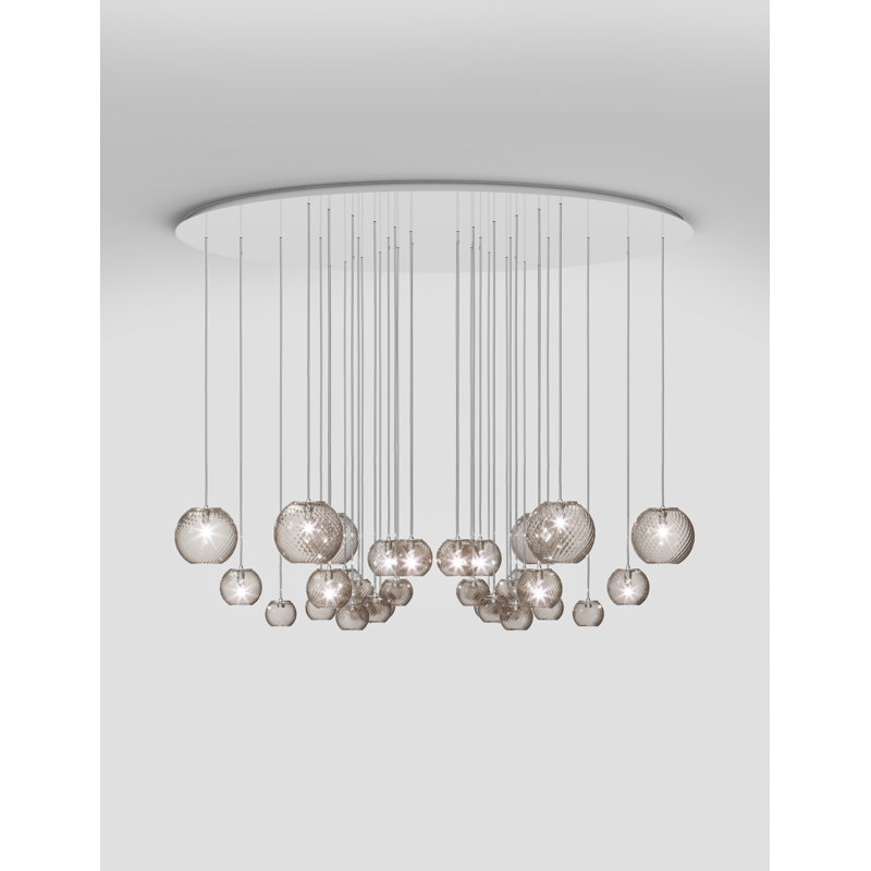 Oto Suspension Cha Smoky Striped Satin Nickel G9 Ul, Smoky Striped, Mirrored Steel