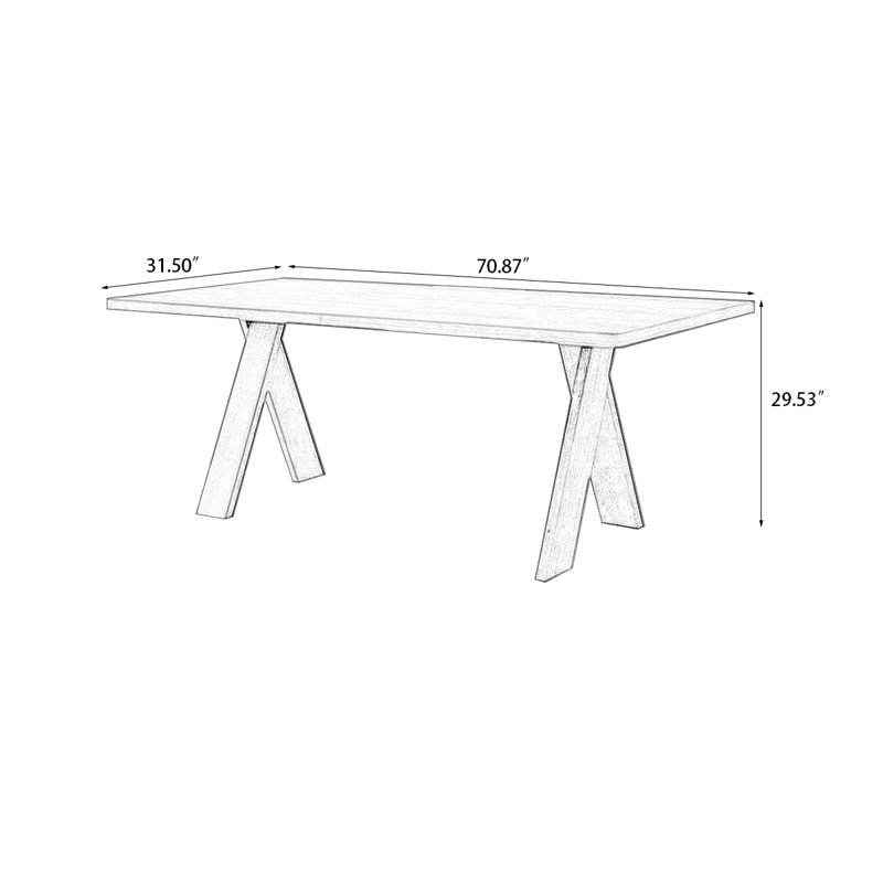 Table de salle à manger rectangulaire, Noir, noir, noir, noir, H 29,53 po x L 70,87 po x l 31,5 po