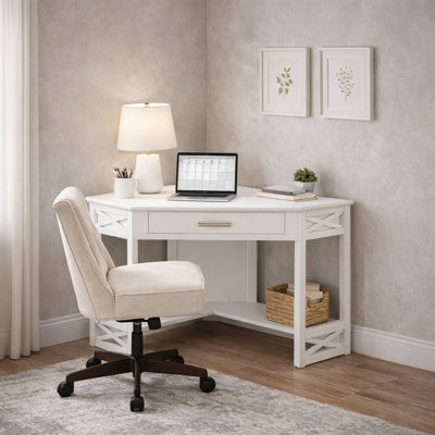Bureau d'ordinateur d'angle en bois massif Moorton
