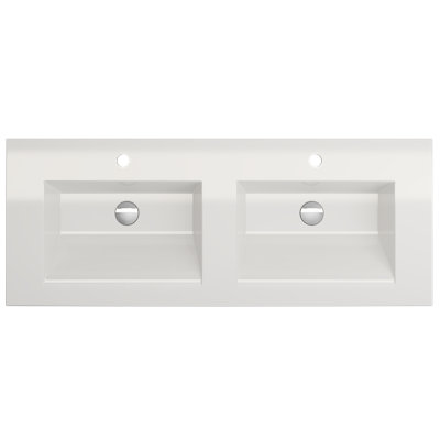 Lavabo de salle de bain rectangulaire double en argile réfractaire avec trop-plein BOCCHI Ravenna