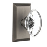 Studio Plate with Oval Clear Crystal Door Knob