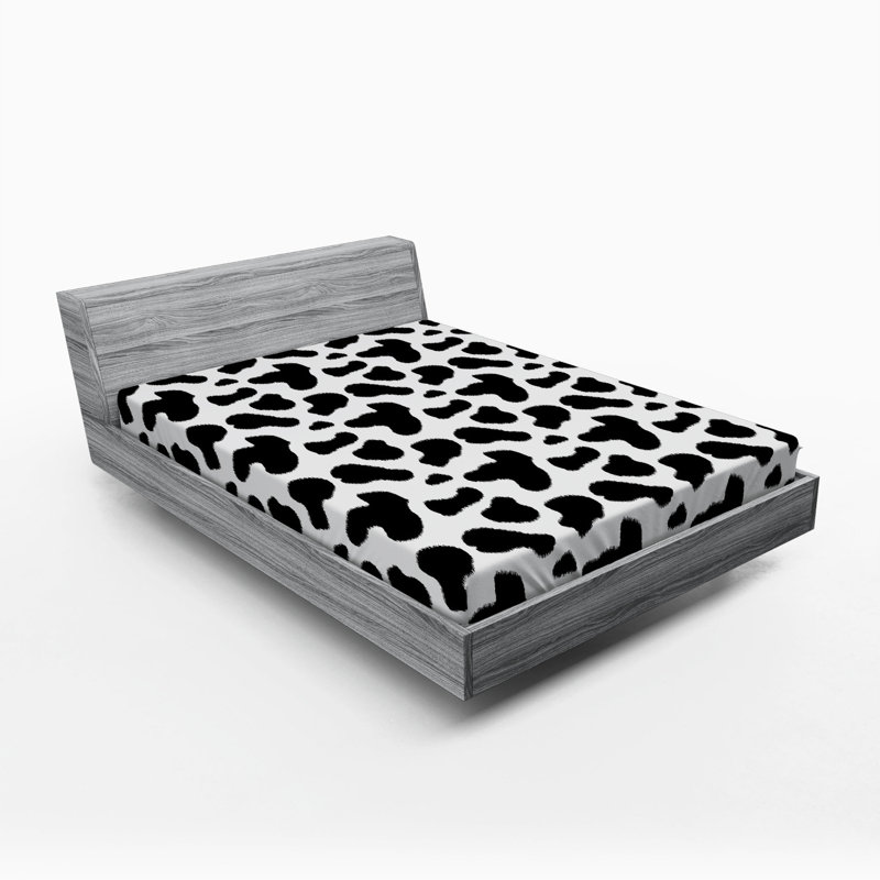 Microfiber Fitted Sheet, Twin Fitted Sheet, Charcoal Gray Animal Print