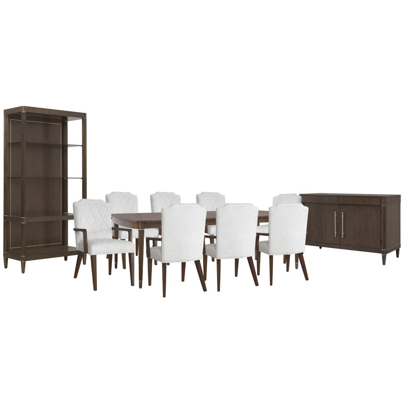 Leg Dining Table, 11 pièces: table, 8 chaises, desserte, étagère