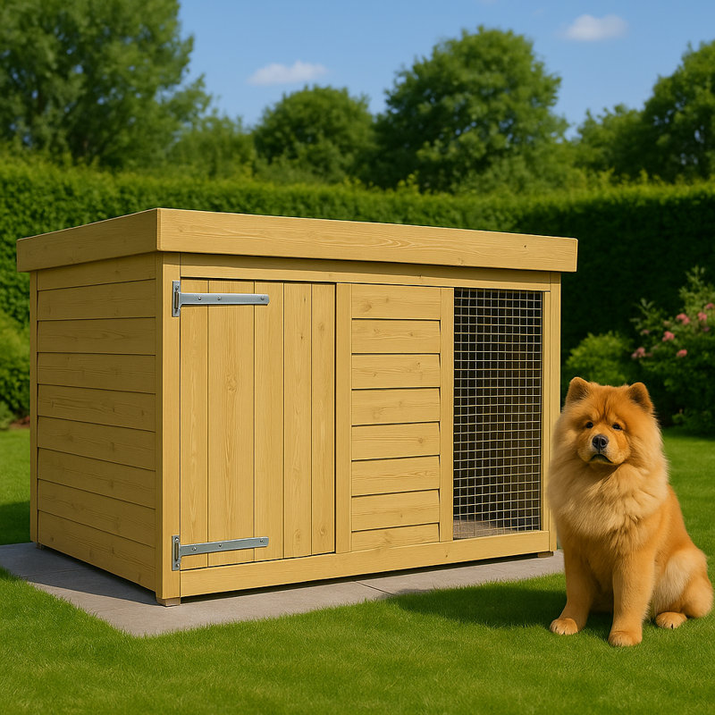 Dog Kennel and Run, 127cm H x 127cm W x 127cm D
