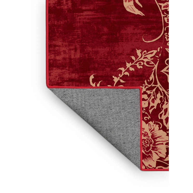 Machine Washable Torresdale Valentines Modern & Contemporary Abstract Rug in Red – Red Binding, 8x12