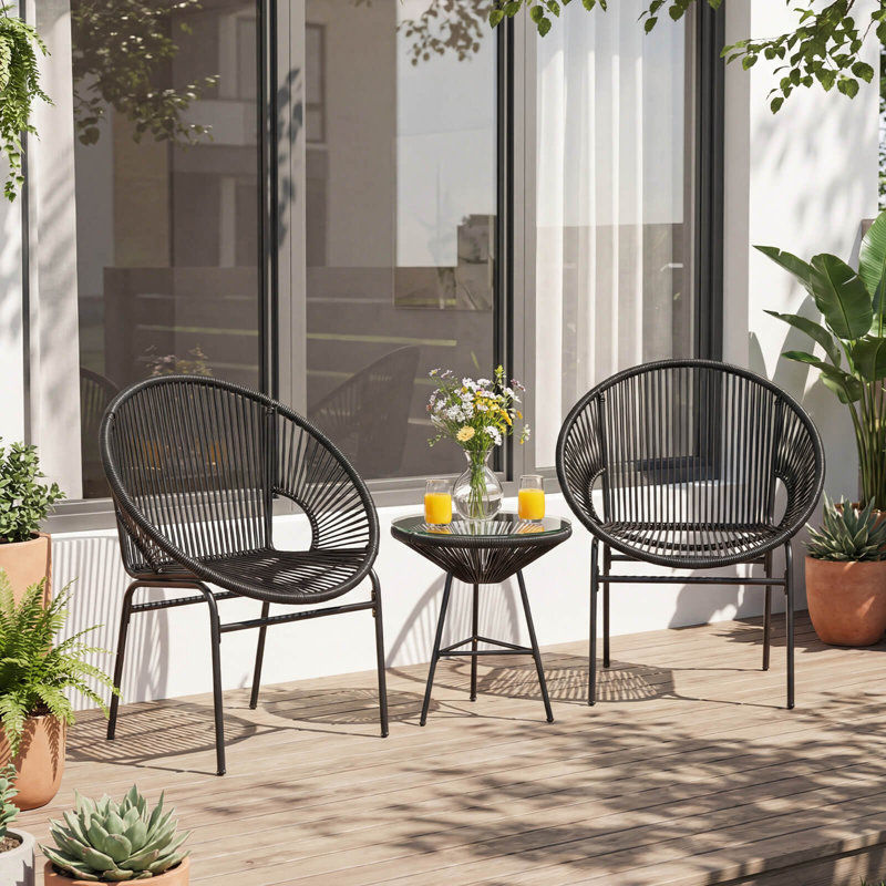 Ensemble de 3 chaises d'extérieur Bayou Breeze, Noir