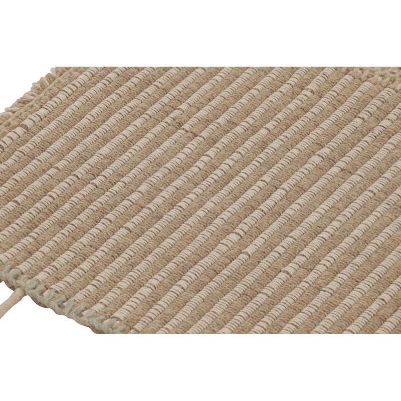 Rug & Kilim’S Accent Kilim, Square Rug In Soft, Textural Cream And Beige Stripes