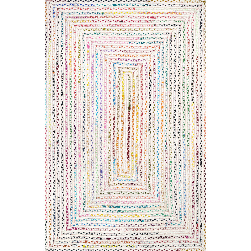 Tapis ivoire tressé à la main de style bohème Christie, Rectangle 5 pi x 8 pi