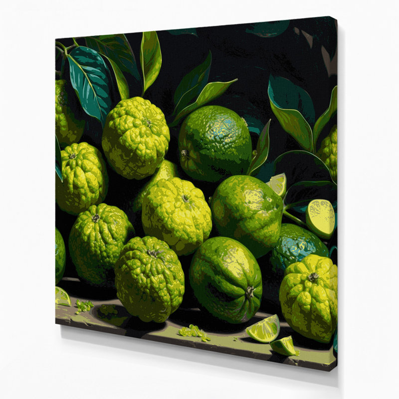 Art mural sur toile vert kafir aux fruits, H 8 po x l 8 po