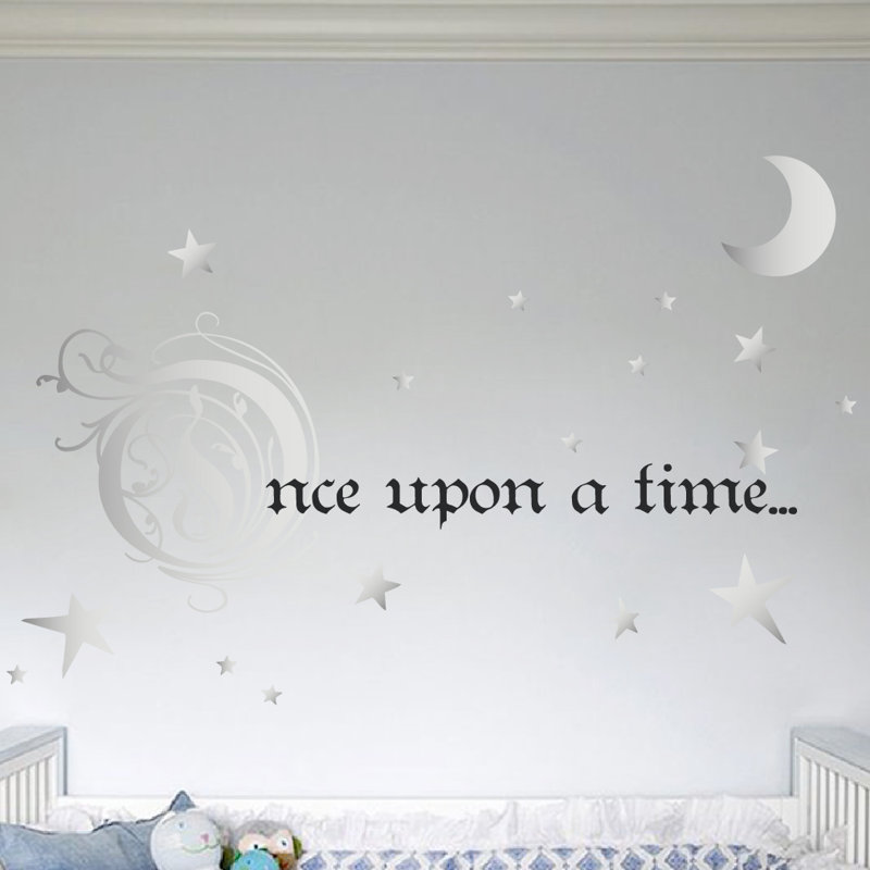 Décalcomanie murale une fois sur un temps, H 31 po x l 66 po x P 0,01 po, Argent/Noir