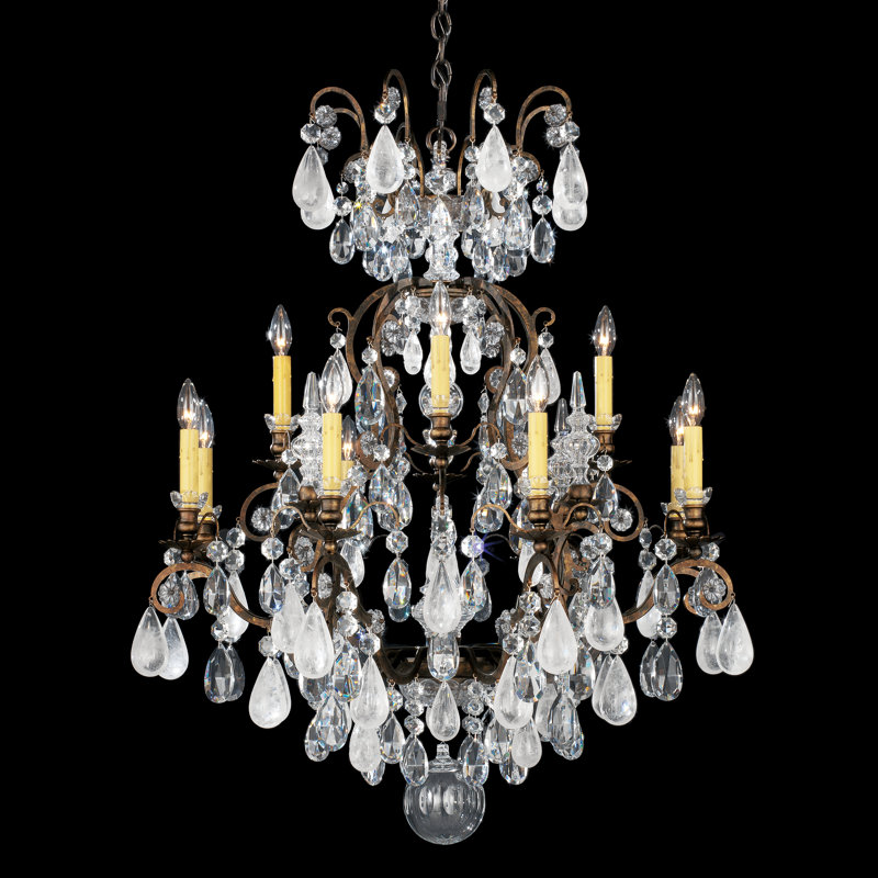 Renaissance 13 - Light Chandelier, Black, Rock Clear