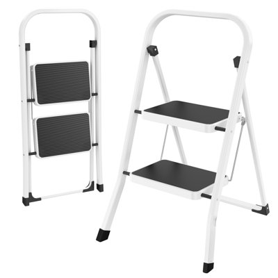 2 Step Ladder, Folding Step Stool with Anti-Slip Pedal, Ladders with Convenient Handrails,330 lbs Capacity Step Stool for Kitchen, Home
