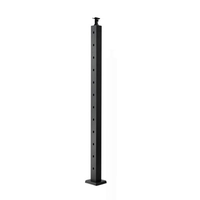 Cable Railing Post, 42x1x2 Inch Stair Railing Post, with Pre-Drilled 30° Angled Holes, Stainless Steel Cable Rail Post with Horizontal and Curved Bracket, 1-Pack, Black, 1JZLGZXHS106VRA3X001V0