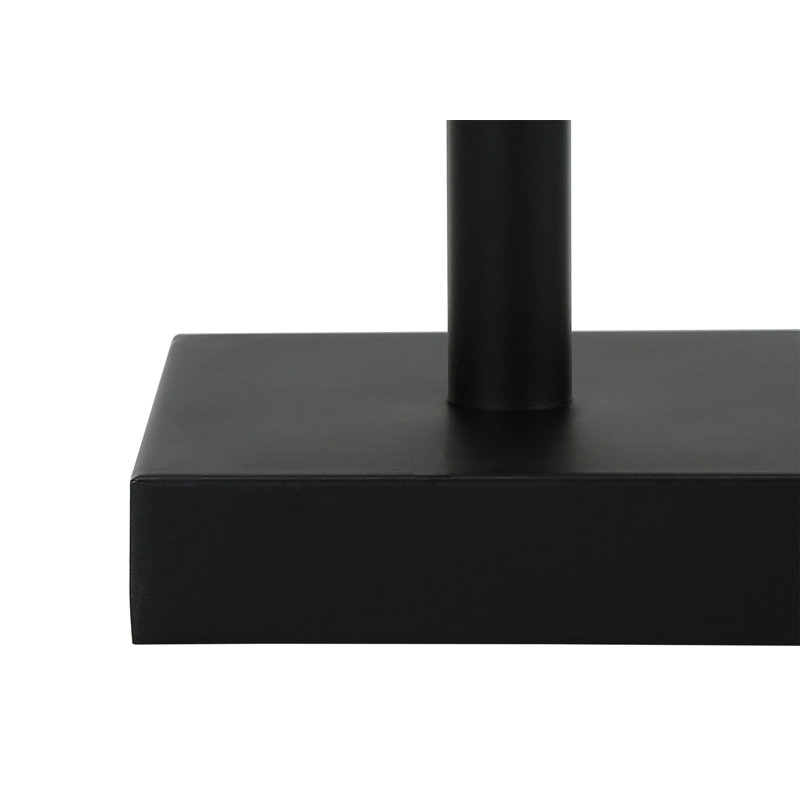 Lighting, ensemble de 2, H 17 po, lampe de table, port USB inclus, métal noir, abat-jour beige, contemporain, Noir, Beige