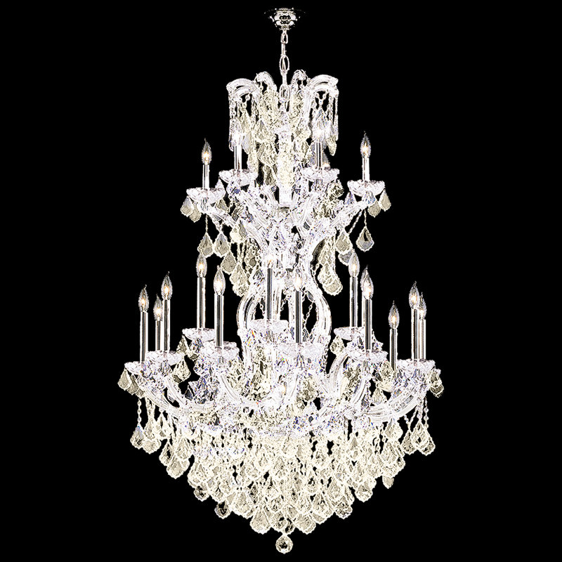 Maria Theresa Grand 25 - Light Chandelier, Silver, Golden Teak, Swarovski Spectra
