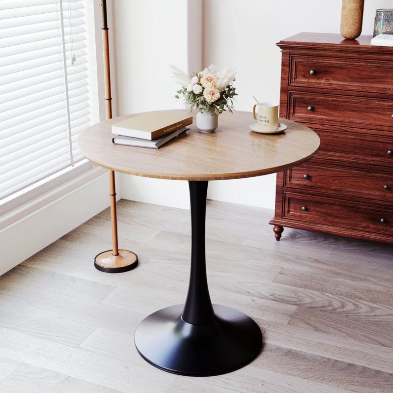 Table de salle à manger ronde avec base piédestal, table basse Mid-Century
