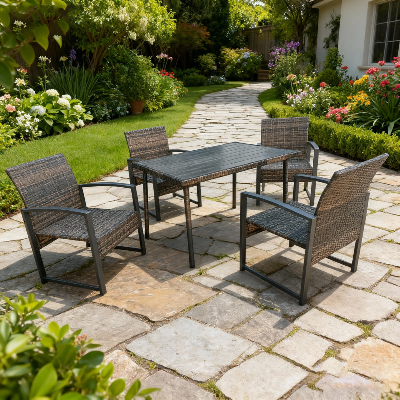 Patio Dining Set with Rectangular Table, 72cm H x 120cm W x 84cm D