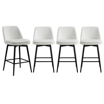 Betzalel Swivel Upholstered Faux Leather Counter Stool with Iron Frame