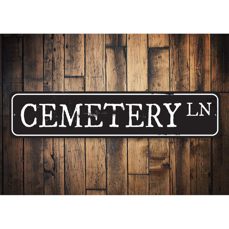 Enseigne en métal cimetière, H 4 po x l 18 po x P 0,04 po