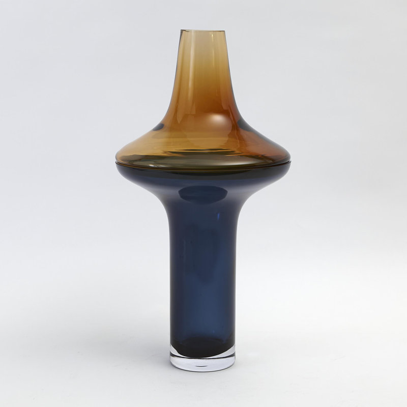 Tall Amber Over Cobalt Vase-Lg