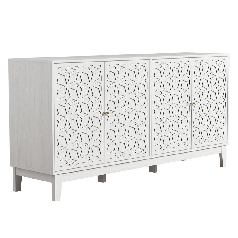 Ensemble de 2 buffets de rangement Trosclair, Blanc perle, H 30,6 po x l 61,69 po x P 15,67 po