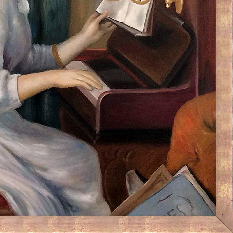 Jeunes filles au piano par Pierre-Auguste Renoir avec cadre rose doré, 39 po x 51 po