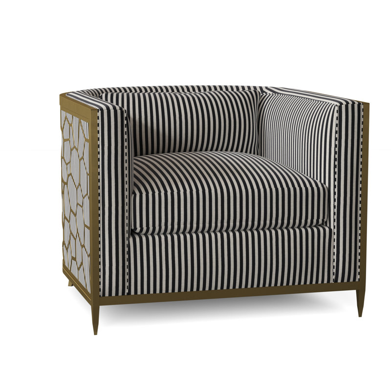 Caracole Upholstery Barrel Chair, Off-white Linen, Gold