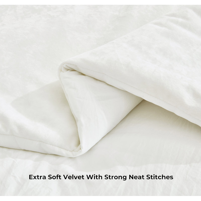 Luxurious Queen Cream White Velvet Reversible Comforter Set