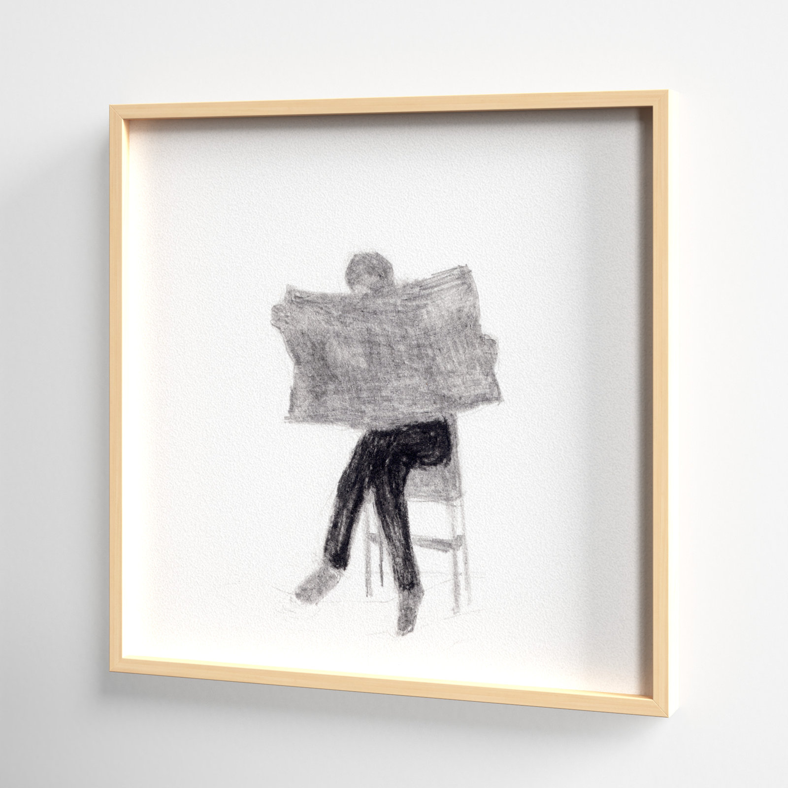 I Read The News Today by Simon Schneiderman, 16" H x 16" W, Brown