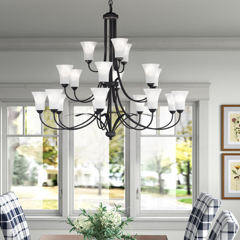 Bullis 18 - Light Dimmable Tiered Chandelier, Black