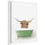 «Highland Cow in Green Bathaign on Coloured Tile» par Amy Peterson, reproduction d'art sur toile encadrée