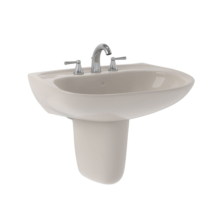 TOTO® Prominence® Oval Wall-Mount Bathroom Sink with CEFIONTECT and Shroud for 4 Inch Center Faucets, Sedona Beige