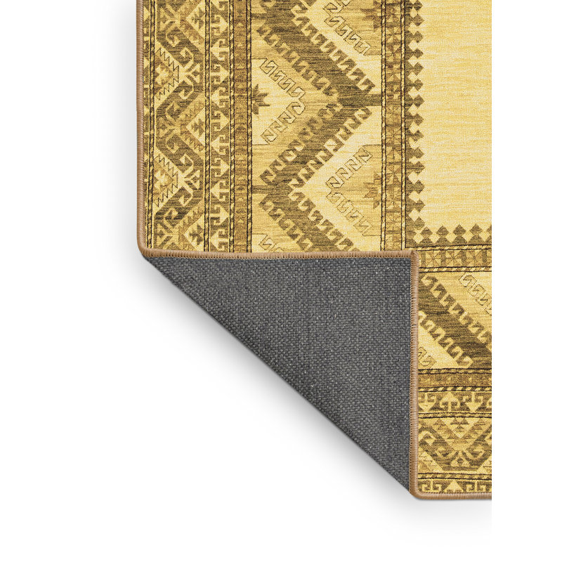 Tapis oriental oriental jaune / brun clair 8 pi x 12 pi fabriqué à la machine