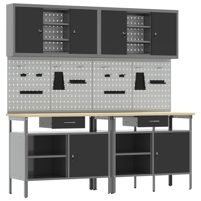 Set Of 6 Steel Large Tool Storage Rectangular, Black