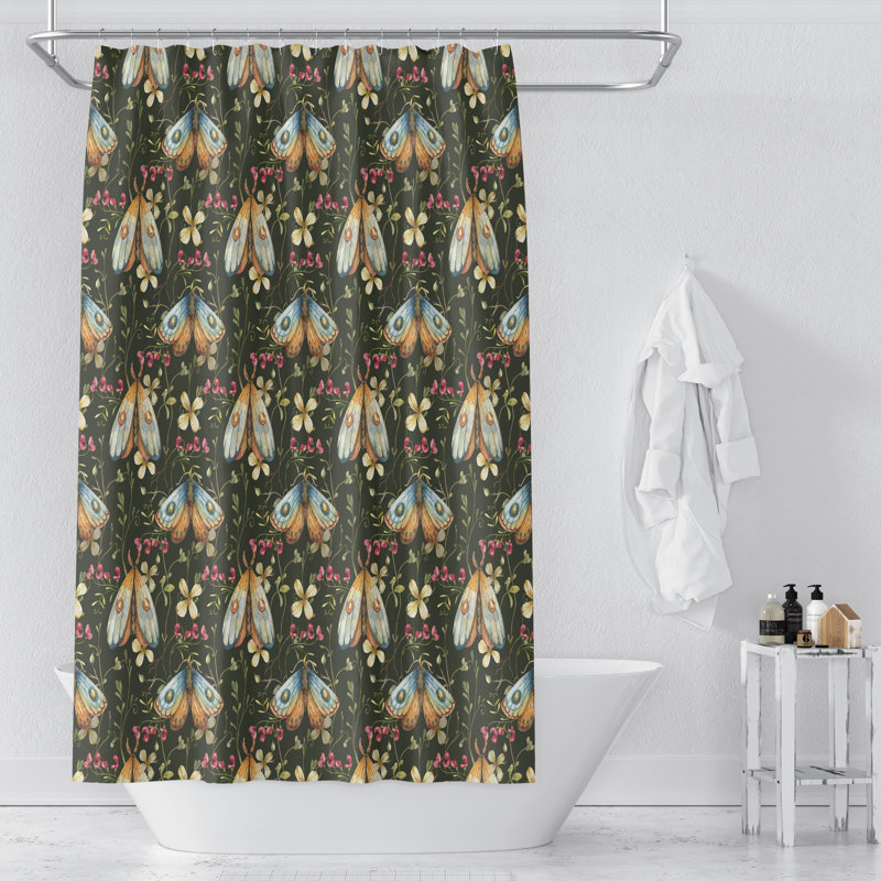 Rideau de douche simple + crochets, H 72 po x l 70 po