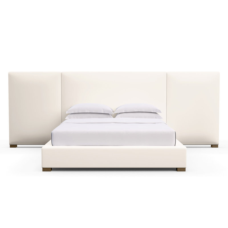 Prospect Upholstered Bed, Weathered, Box Weave Linen Black Jack, King