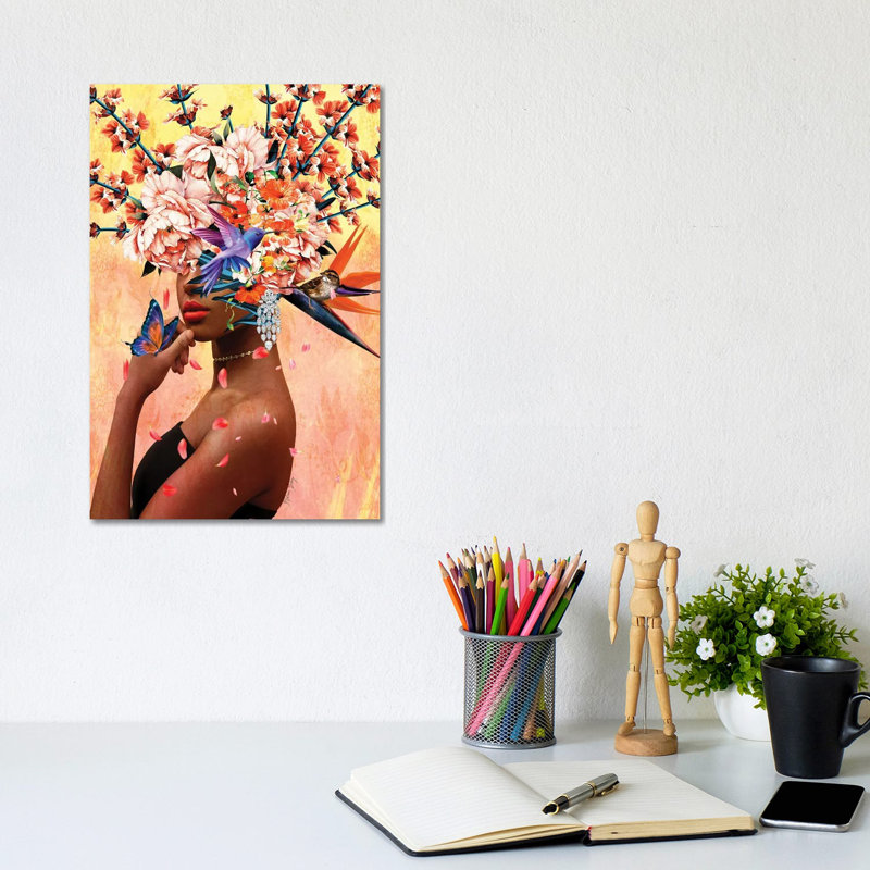Luxurious Women in Bloom 1 Piece Wall Art on Canvas, 20.32 cm H x 30.48 cm W, Wrapped Canvas