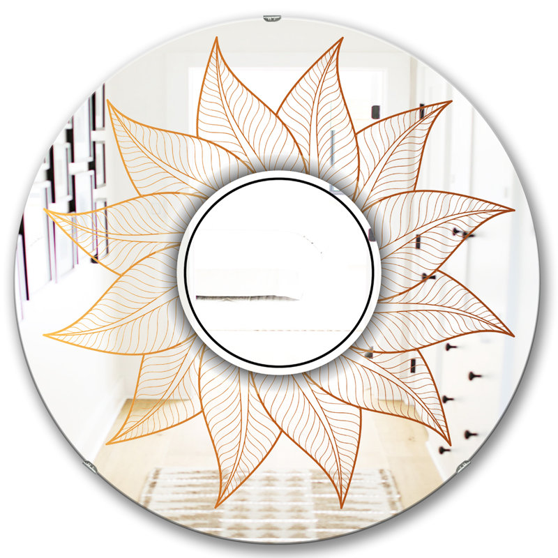 Flore de plante avec mandala - miroir glam, H 23,6 po x l 23,6 po