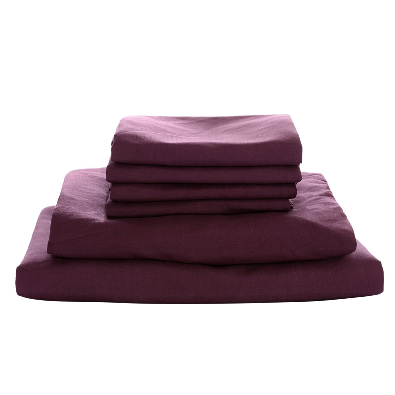 Microfiber Sheet Set, Eggplant, Full Sheet Set with Fitted Sheet and 4 Pillowcases