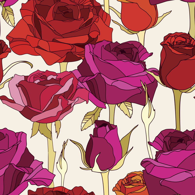 Sperryville Floral Graphics Background - Wrapped Canvas Print, 30cm H x 30cm W x 3.8cm D